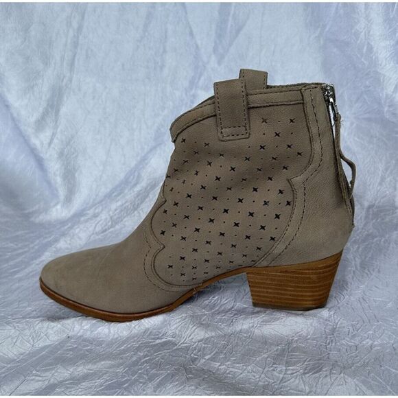 Size 8 Sam Edelman Reynolds Leather Ankle Booties Boots Tan Putty Color Western - Picture 7 of 9